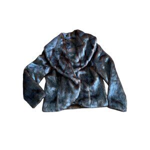 Terry Lewis Classic Luxuries Brown Faux Fur Jacket XS Womens Winter Coat